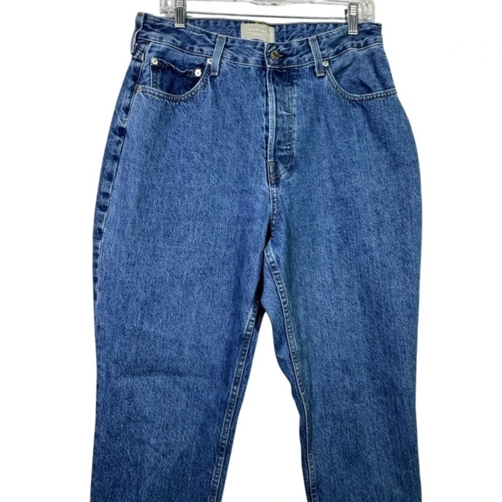 Everlane The Curvy 90s Cheeky Straight Jean Northridge Blue Organic Cotton Sz 32